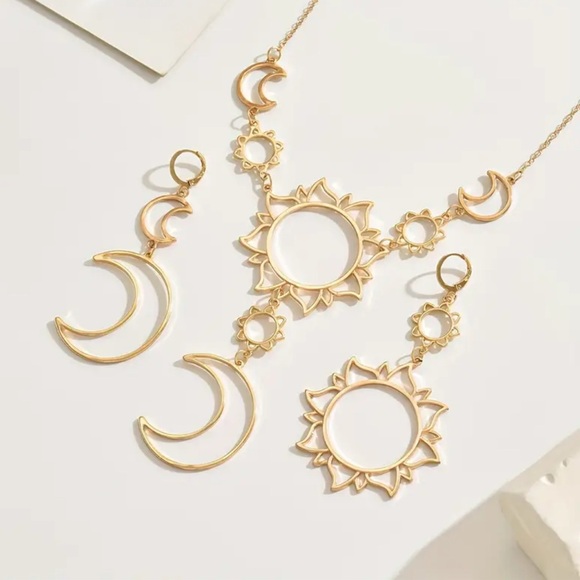 Celestial Gold Necklace and Earring Set - Picture 4 of 4